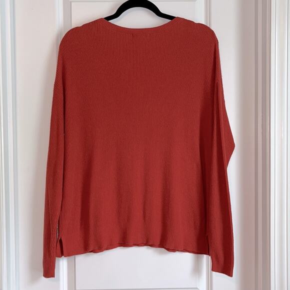 Abound Orange Ribbed Knit V-Neck Sweater - Picture 5 of 7